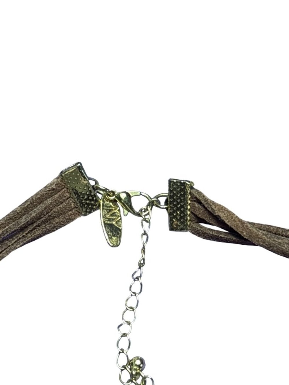 NY New York & Company Brown Faux Suede Cord Bow Choker Necklace 12 - 15 inches - Picture 3 of 3